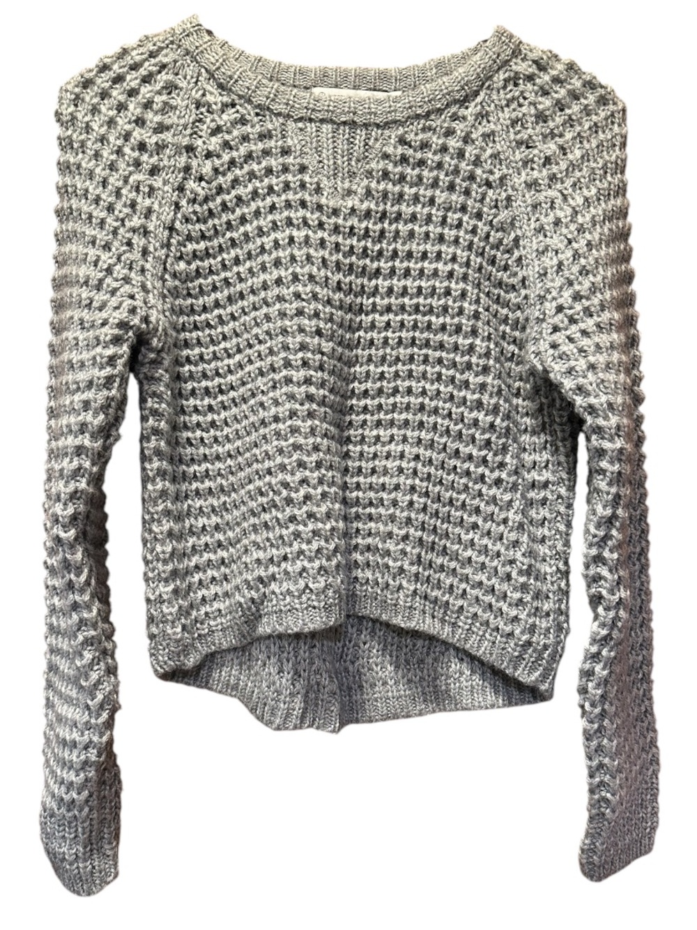 Alternative Light Gray Waffle Scoop-Neck Sweater
